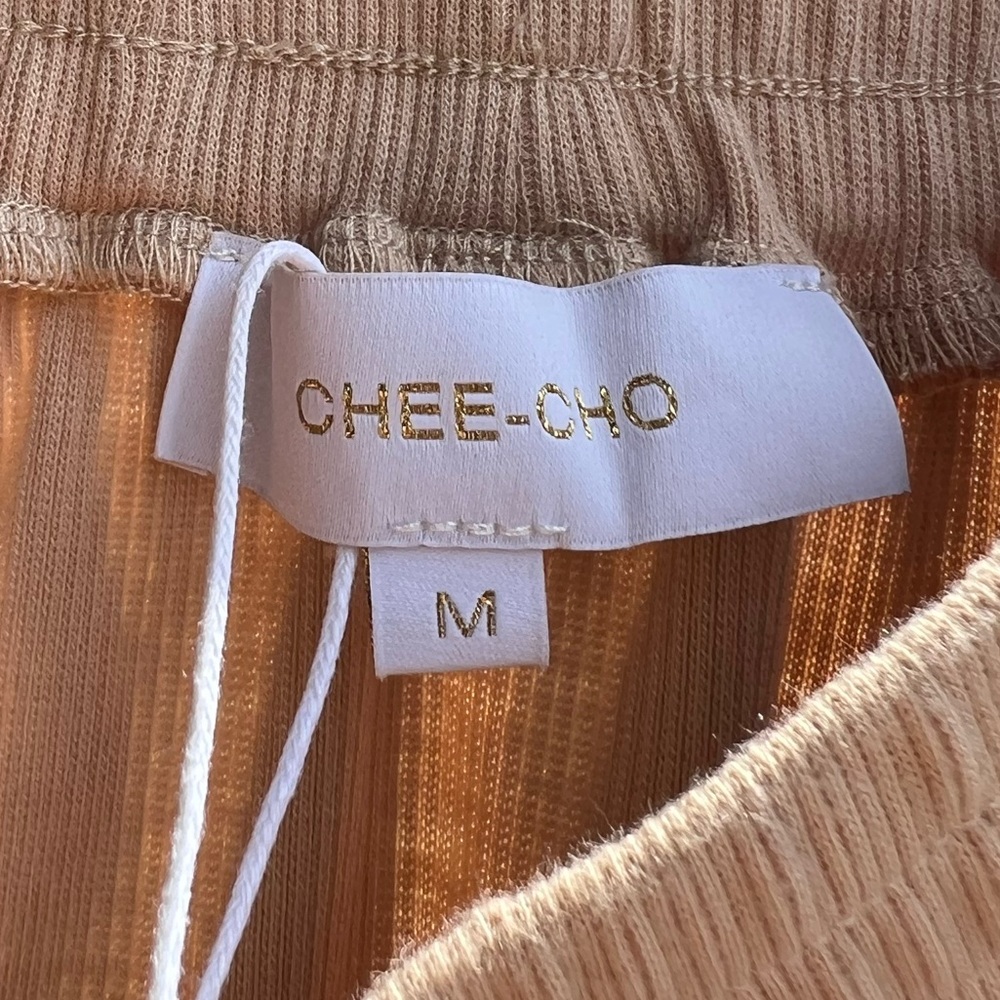 🆕 CHEE-CHO Camel Ribbed Midi A-Line Cotton Skirt with Side Stripes Size M Casual - Picture 8 of 9